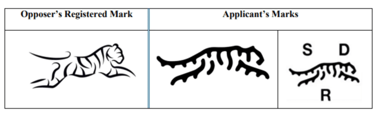 A comparison between two black and white tiger logos