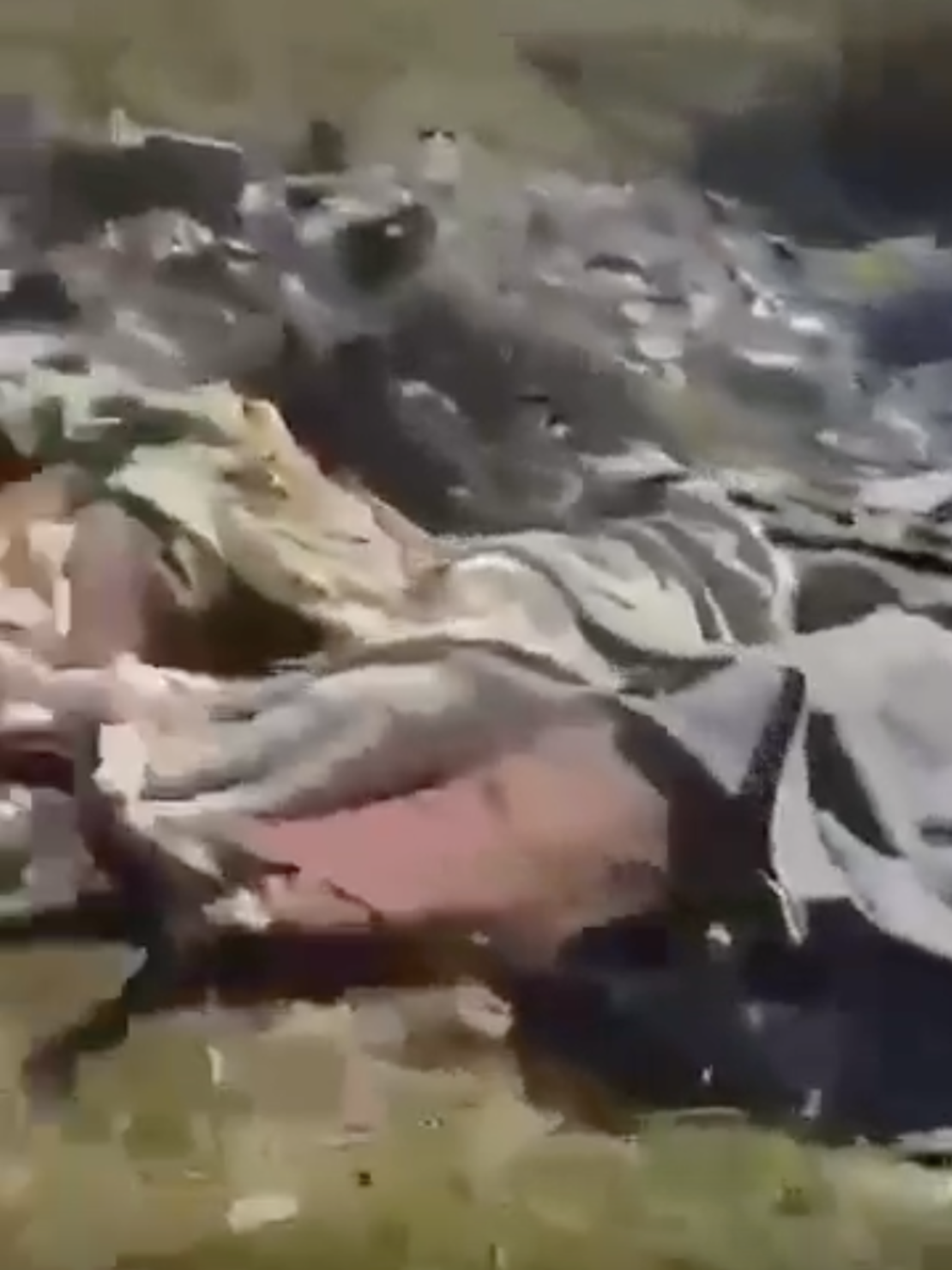 A video verified by CNN shows bodies piled up along the side of the road.