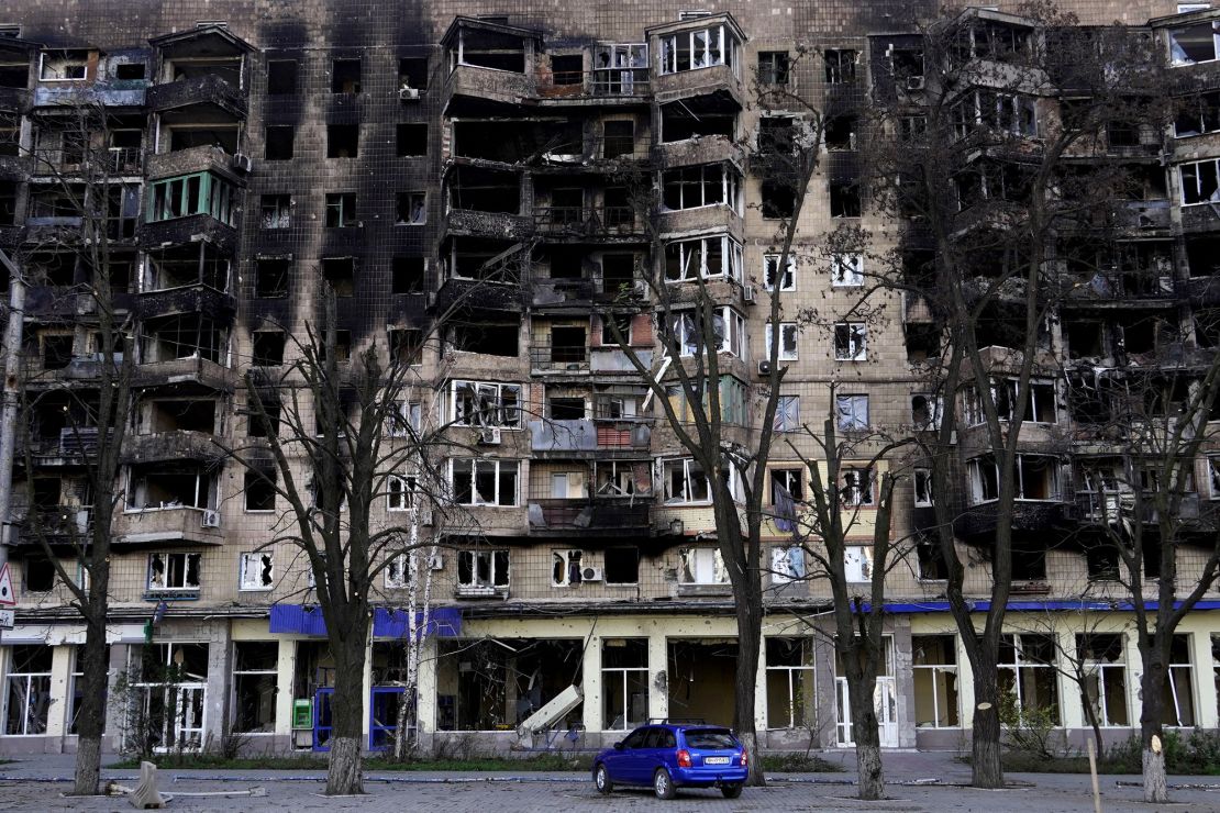 A building in Mariupol, which was damaged during Russia's siege on the port city, on November 29, 2022.