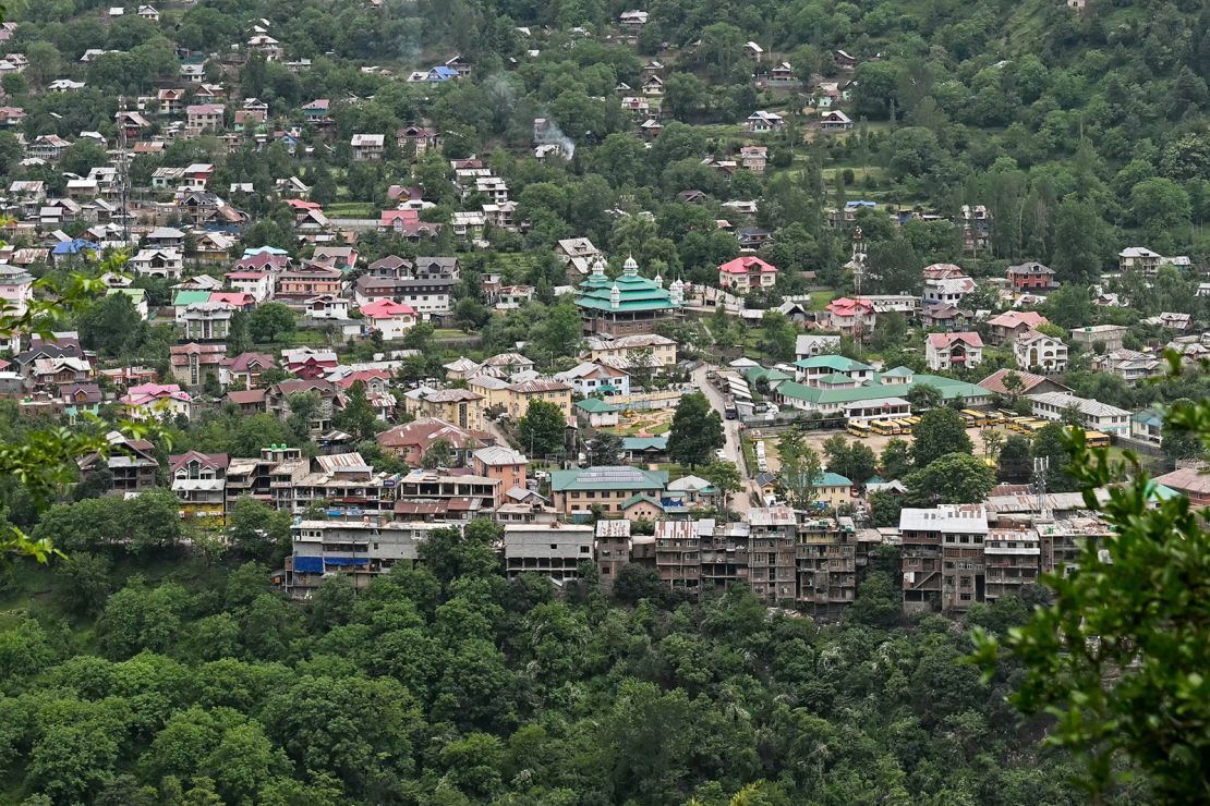 A general view shows houses on a hilltop in Uri in India-administered Kashmir on May 11, 2025.